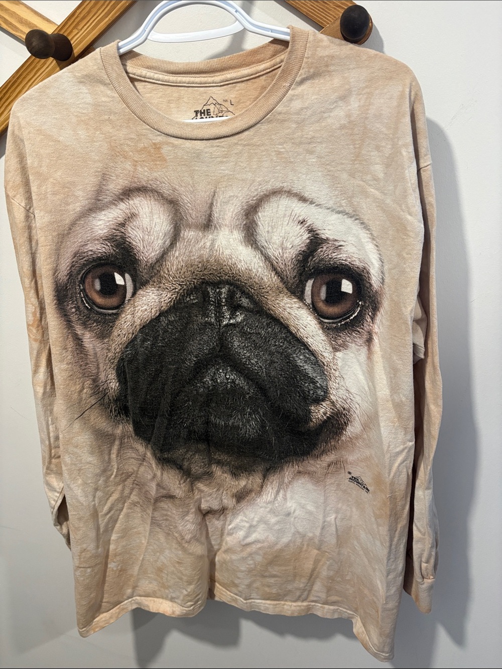 The Mountain Beige Pug Face Long Sleeve Shirt